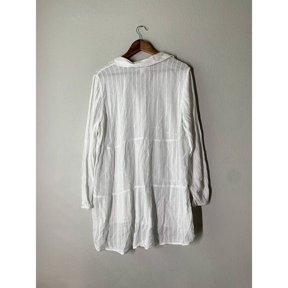 Style & Co Balloon Sleeve Button Up Peasant Blouse Womens Sz 1X White Boho Beach - Picture 4 of 9